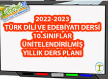10.Sınıflar 2022-2023 Türk Dili ve Edebiyatı Yıllık Ders Planı