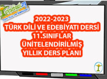 11.Sınıflar 2022-2023 Türk Dili ve Edebiyatı Yıllık Ders Planı
